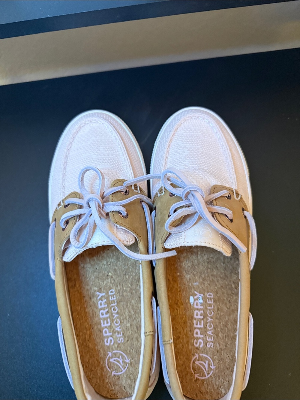 Sperry White and Tan Women's Boat Moccasins